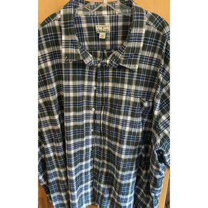 Liberty Blues Mens Button Front Shirt 24, 36/37 Navy Plaid Long‎ Thick cotton